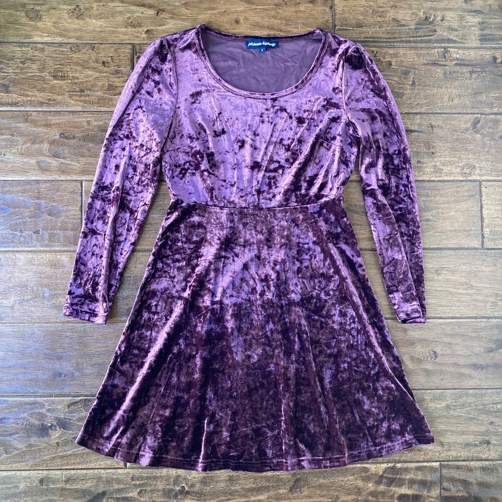 Princess Highway sz 8 Purple Velvet Long Sleeve Mini Dress Vamp Whimsigoth
